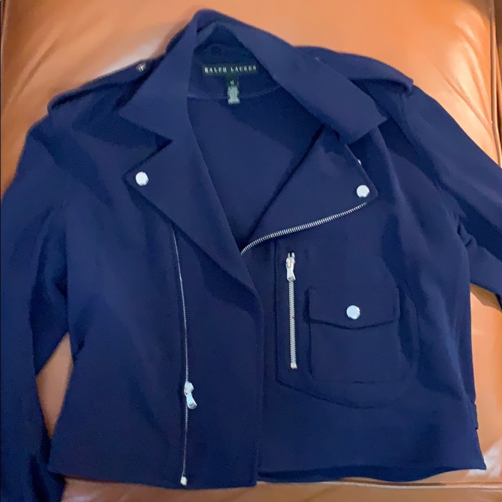 Ralph Lauren navy black label sz 10 crepe motto - Picture 2 of 7